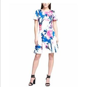 DKNY Crew Neck Fit & Flare Scuba Dress